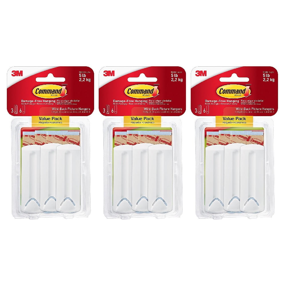 3M Command 17043 WireBacked Picture Hanging Hooks Large Holds 5 Pounds