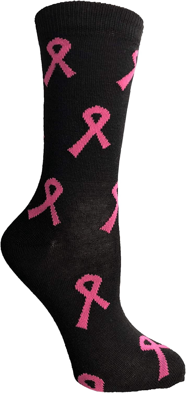 60 Pairs of Pink Ribbon Breast Cancer Awareness Ankle/Crew Socks for Women (Assorted (Crew))