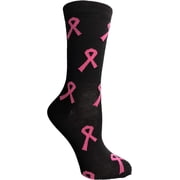60 Pairs of Pink Ribbon Breast Cancer Awareness Ankle/Crew Socks for Women (Assorted (Crew))