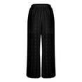 thumbnail image 4 of jtjvou 2025 Womens Crochet Swimsuit Coverup Pants High Waisted Drawstring Sheer Mesh Knit Wide Leg Beach Pant Black XL, 4 of 7