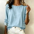thumbnail image 4 of Levmjia Women Solid Color Denim Blouse Soft Breathable Denim Relaxed Loose Fit Long Sleeve Casual Pullover Shirt Office Commute Holiday Travel Daily Versatile Everyday Outfit, 4 of 7