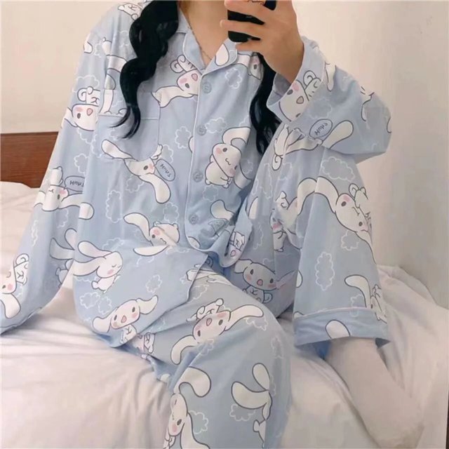 SP & CITY-Pijama de manga larga para mujer, traje de algodón con estampado de dibujos animados, ropa de dormir transpirable, moda coreana, primavera y otoño