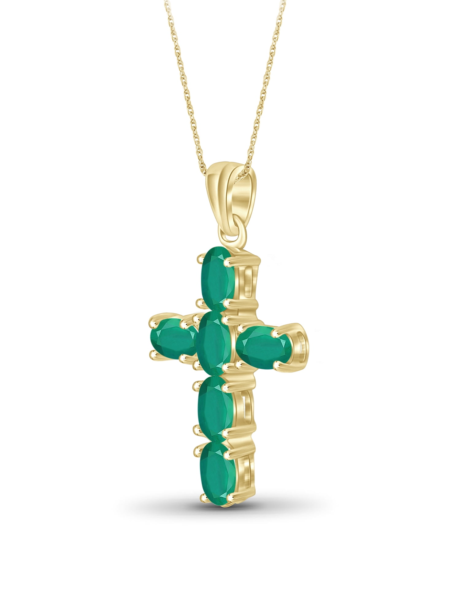 JewelersClub Silver Chain Necklace for Women – 14K Gold Plated Silver Necklace with Sparkling Genuine 1.40 CTW Green Emerald – Chic, Stunning Silver Statement Necklace Gifts by JewelersClub