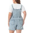 thumbnail image 4 of DARING DIVA Women's Plus Size Jumpsuit Roll Hem Pocket Denim Overalls 3X Light Blue, 4 of 6