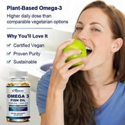 Omega 3 Fish Oil Supplement, Triple Strength 1200mg Omega 3 EPA DHA,120 Capsule