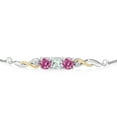 thumbnail image 2 of 925 Sterling Silver and 10K Yellow Gold Sky Blue Aquamarine Pink Moissanite and White Lab Grown Diamond Tennis Bracelet for Women (1.52 Cttw, Gemstone March Birthstone, Fully Adjustable up to 9 inch), 2 of 4