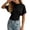 Black, variant on Girls Fashion Crewneck Short Sleeve Tee for Everyday Casual Wear in Korean Style Loose Fit Blouse—Versatile Solid Color Top for Spring and Summer