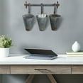 thumbnail image 5 of Creative Co-Op Antiqued Metal Wall Rack with 3 Hanging Cone Pots, Grey, 5 of 5