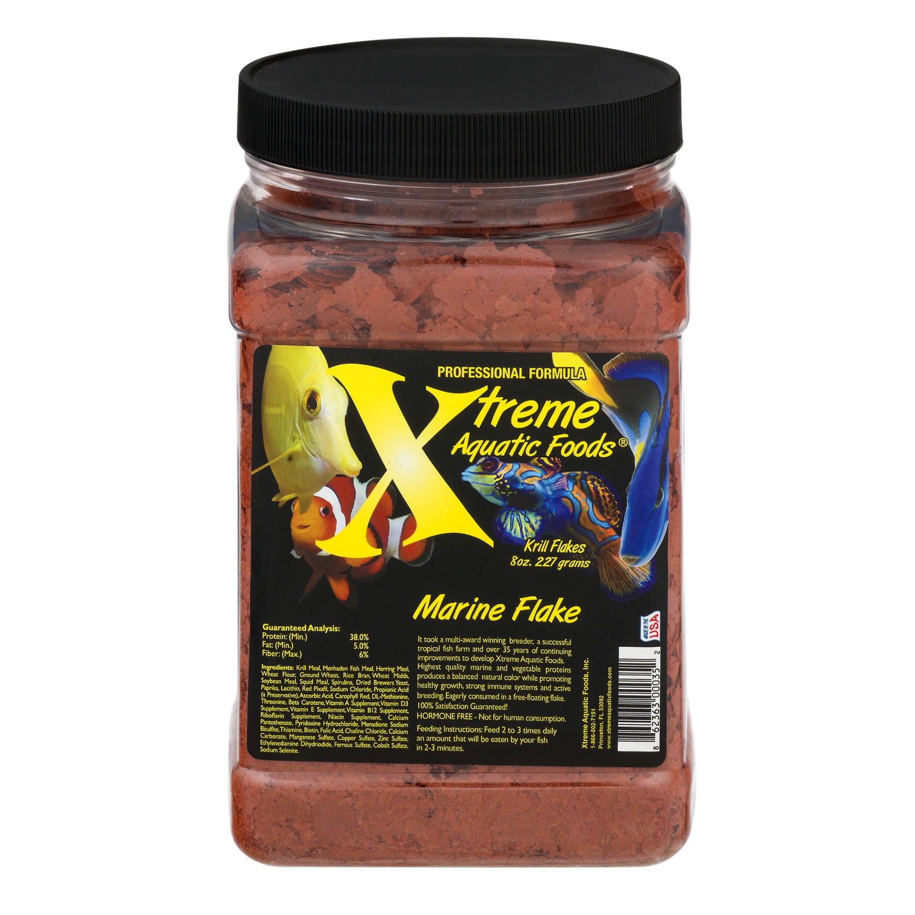 Xtreme Aquatic Marine Krill/Shrimp Crave Krill Flake Fish Food, 8 oz