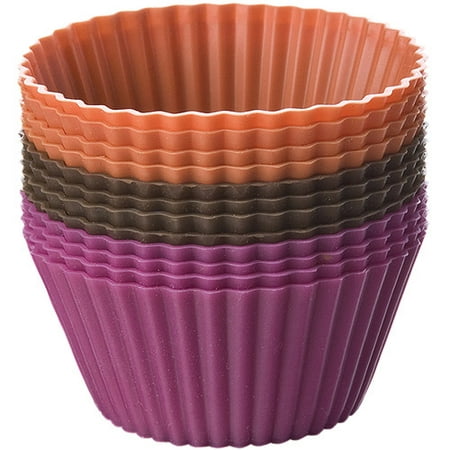 Silicone Baking Cups, Chocolate/Hot Pink/Orange 12/Pkg