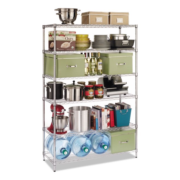 Alera Nsf Certified 6shelf Wire Shelving Kit, Sixshelf, 48w X 18d X