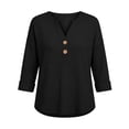 thumbnail image 5 of FchengtaiS Womens 3/4 Sleeve Waffle Knit Tops Button Down V Neck Shirts Spring Fall Casual Business Outfits, 5 of 6