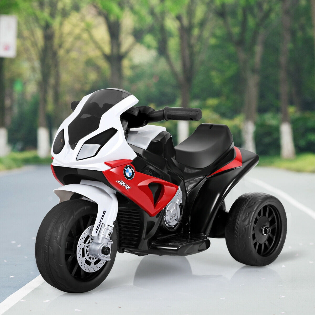 Gymax Kids Ride On Motorcycle BMW Licensed 6V Electric 3 Wheels Bicycle w/ Music&Light Red