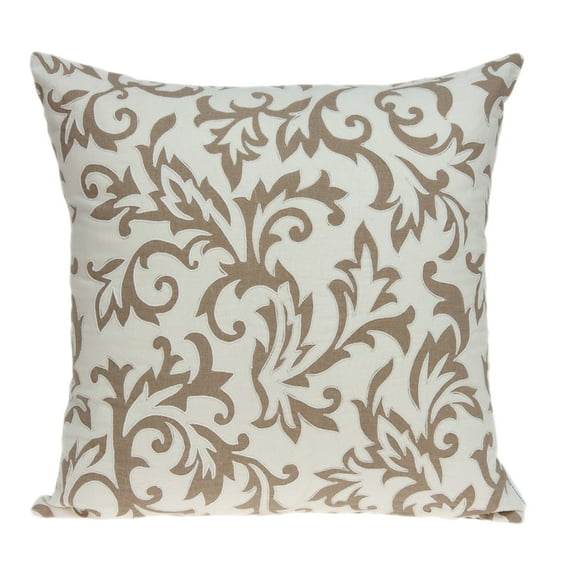 Parkland Collection Cairo 20x20" Tapestry Cotton Throw Pillow in Beige/Off White