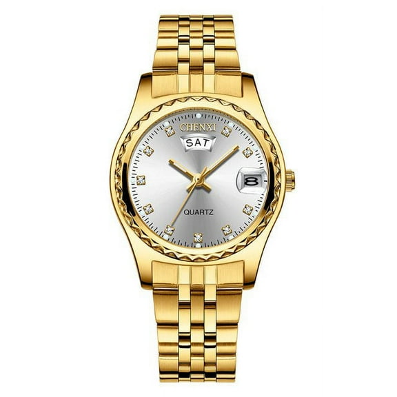 CHENXI Men Watches Luxury Golden Couple Quartz Watches Waterproof Calendar Week Design Analog Wristwatches Lovers Gifts