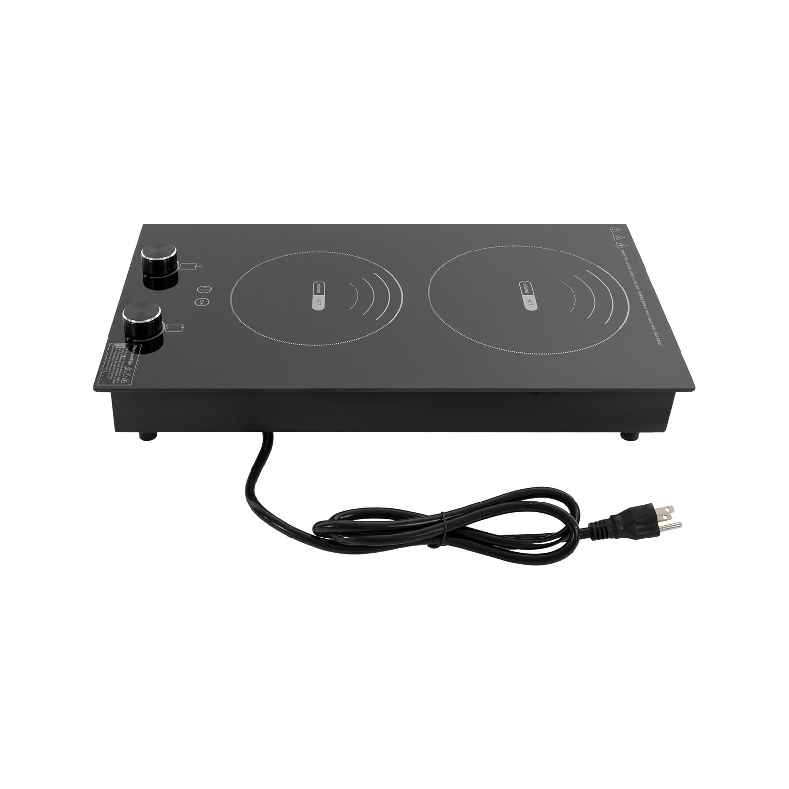 2 Burner Electric Cooktop 110V 3000W Plug-in Electric Ceramic Stove Top, LED Display Countertop Radiant Cooktop with 10 Power Levels, Touch & Knob Control, Safety Lock, Automatic Shutdown