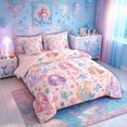thumbnail image 2 of meiyoeat Kawaii Crown Mermaid Princess Twin Bedding for Kids Girls, Dolphin Star Coral Fairy Bedding Comforter Set, Pink Purple, Pink Reversible, 7pcs, 2 of 6