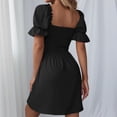 thumbnail image 1 of Vestido De Las Señoras Vestido de mujer con cuello cuadrado, vestido de belleza Sexy para mujer, sin espalda, con cordones, linterna Cgtredaw para Mujer Negro T XXL, 1 of 6