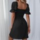 thumbnail image 1 of Vestido De Las Señoras Vestido de mujer sin espalda con cordones y manga farol elegante para fiesta (negro XL) Cgtredaw Para estrenar, 1 of 1