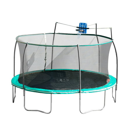 Bounce Pro 14-Foot Steelflex Trampoline, with Safety Enclosure and Slama Jama Basketball