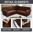 thumbnail image 4 of TOPCHANCES 3-Piece Velvet Recliner Sofa Covers, 7 Seat L-Shaped Corner Sofa Covers, Stretch Sectional Couch Slipcover ( Dark Brown ), 4 of 11