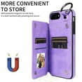 thumbnail image 3 of Nalacover for iPhone 8 Plus/7 Plus Wallet Case with Card Slots & Metal Finger Ring, Durable PU Leather Back Double Magnetic Botton Flip Kickstand Purse Shockproof Phone Case,Purple, 3 of 10