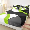 thumbnail image 3 of Erosebridal Abstract Geometry Round Full Sheet Sets,Green Black Aesthetic Art Bedding Full Size,Geometric Pattern Bed Sheets Set Full Size,Microfiber Room Decoration,4-Piece, 3 of 7