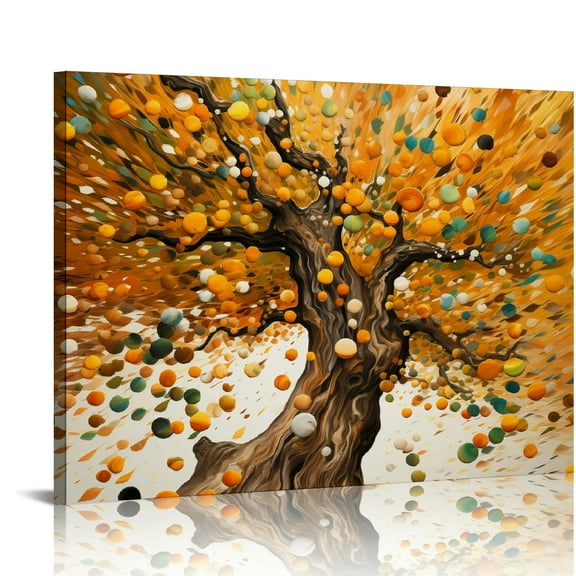 Nawypu Tree Canvas Wall Art 3D Bling Gold Tree for Living Room Canvas Abstract Trees Wall Art Framed Nature Artwork with Gold Foil for Wall Decor Goldleaf Modern Pictures Living Room Decoration