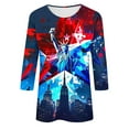 thumbnail image 2 of Elvqul Womens T-Shirts Clearance Under 5 Tops Eagle 4th of July Pullover Crew Neck Patriotic American Flag 3/4 Sleeve Shirts for Ladies, 2 of 5