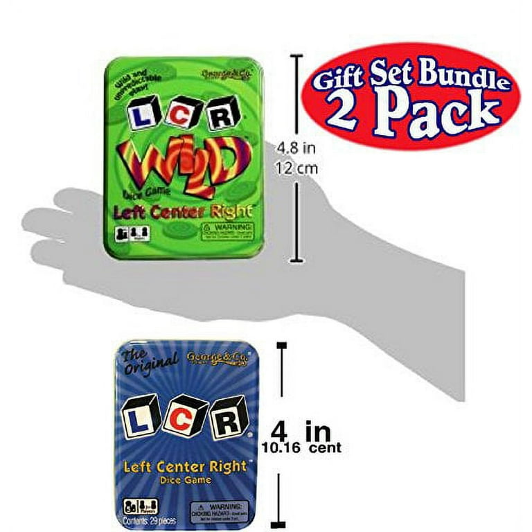 LCR Dice Game Set in Blue & Green Tin - Fast-Paced Playing 