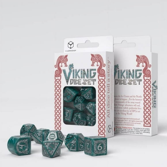 Set de dados Q-Workshop Viking RPG Mjolnir Silver Lightning