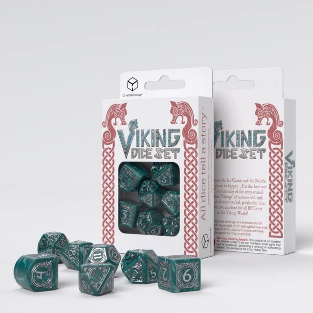 Set de dados Q-Workshop Viking RPG Mjolnir Silver Lightning