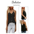 thumbnail image 6 of Dokotoo Women's Black Spaghetti Strap Tee Tops Summer Sleeveless Sexy Buttons Down Blouse V Neck Cami Tank Tops for Women Medium 8 10, 6 of 7