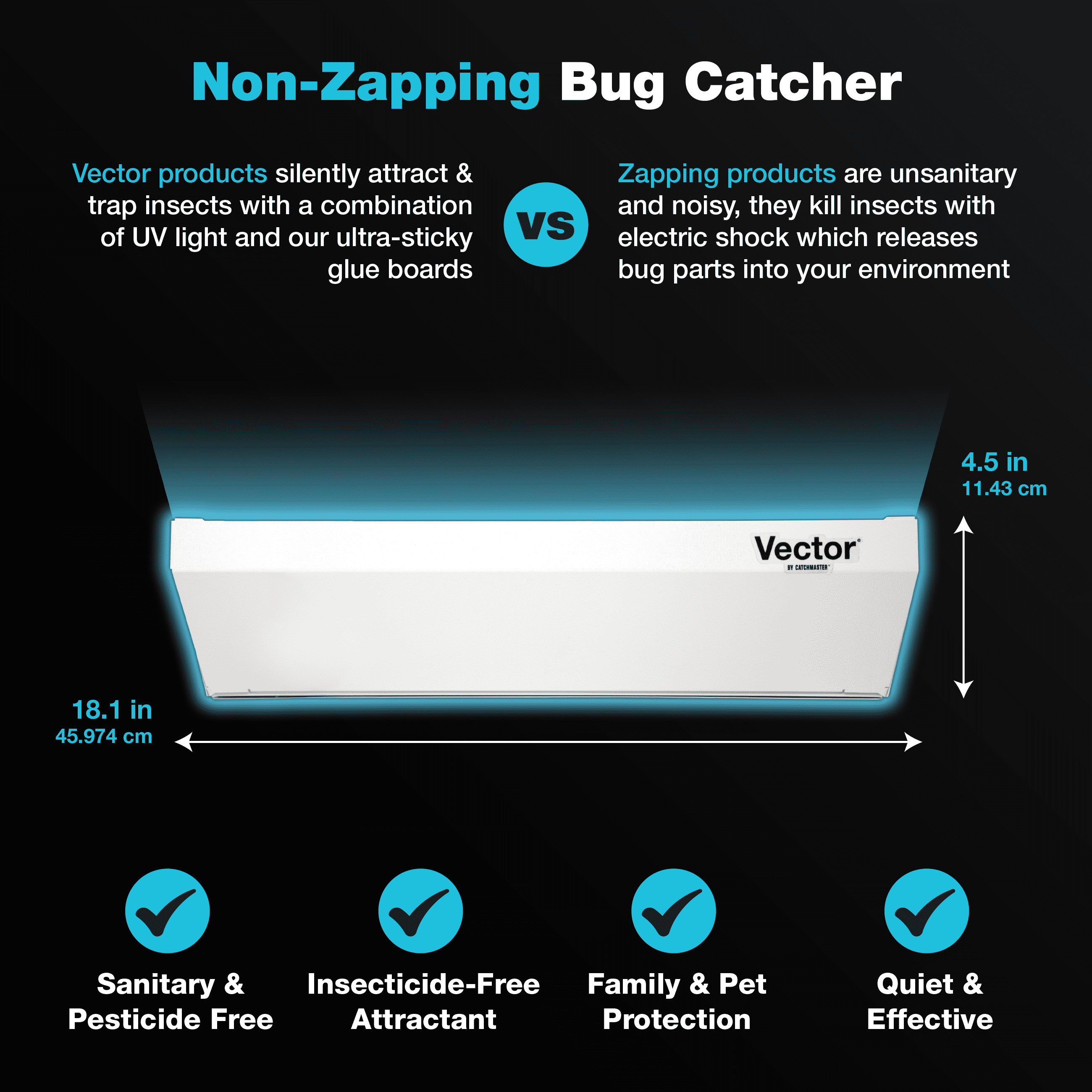 Catchmaster Vector Optima Fly Trap, UV Light Fly Traps for Home, Indoor Bug Catcher, White