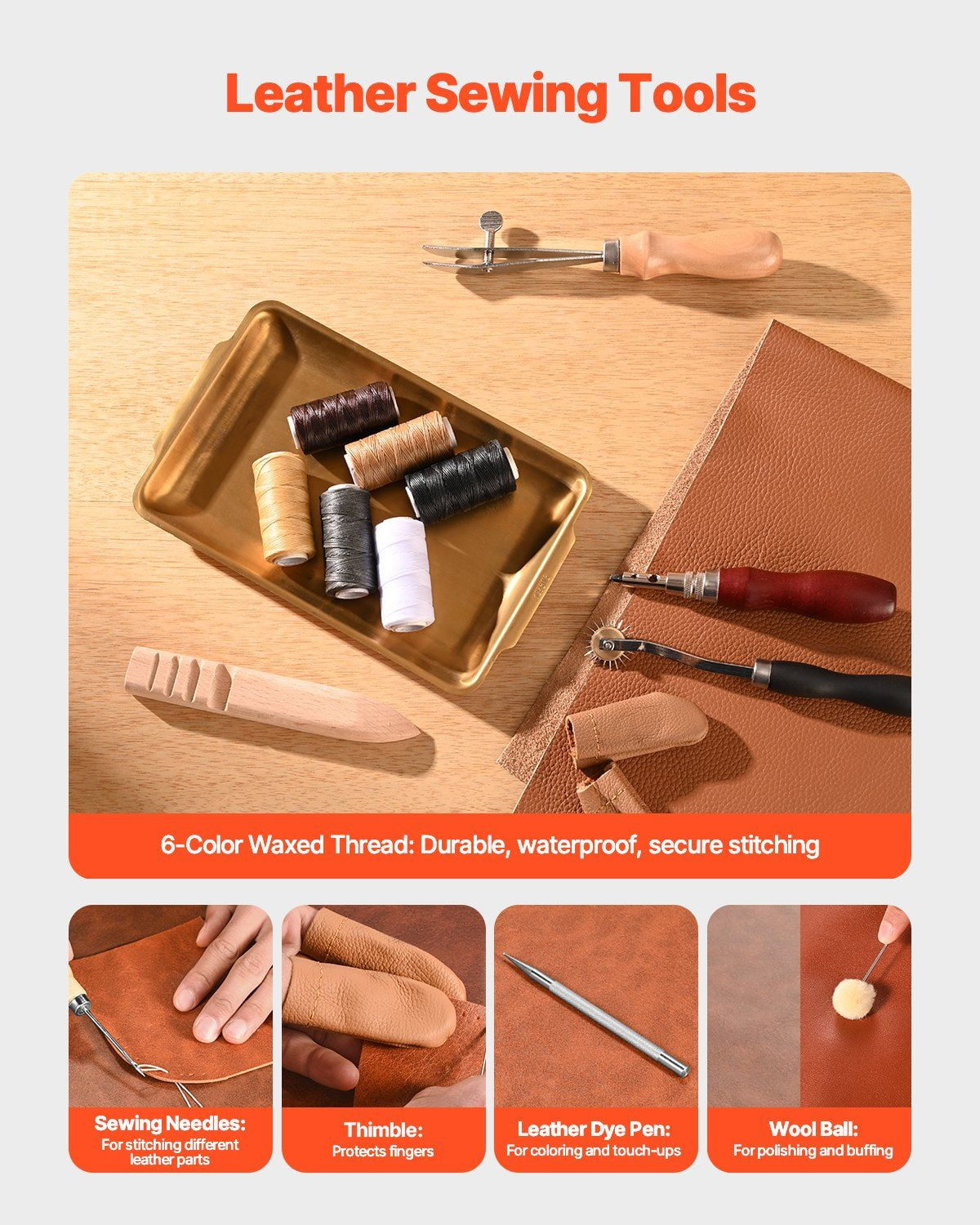Complete Leather Working Kit 59 PCS – Includes Stamping, Punching, Engraving & Sewing Tools