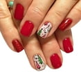 thumbnail image 4 of Glittering False Nails Short Full Covers Stick on Nails Glittering Press On Nails Christmas Tree Artificial Nails, 4 of 8