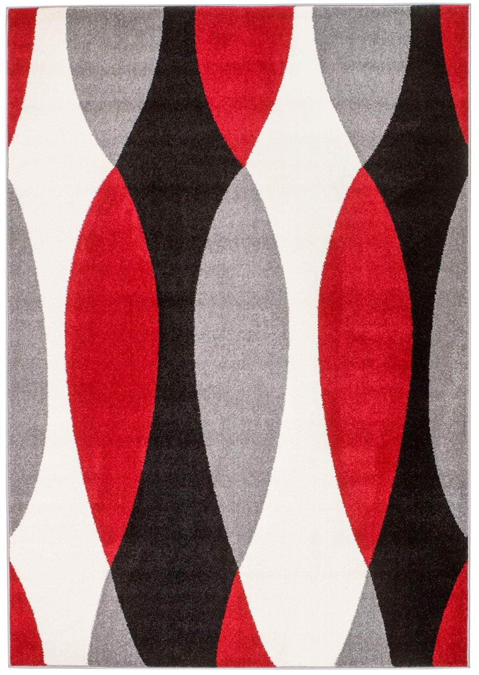 Rio Collection Gray Red White Retro Design Premium Area Rug by Rug