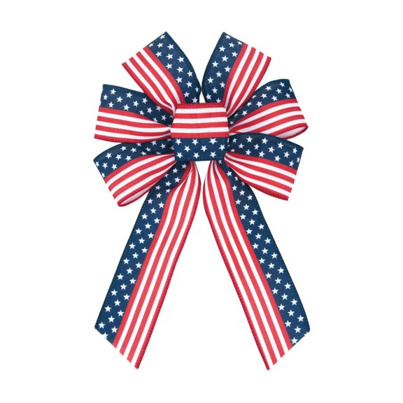 LEHOZIHEQ Large Patriotic Bows, American Flag Wreath Bows Stars Decor American Flag Bow, for Indoor Outdoor Tree Bow Party Wall Decor