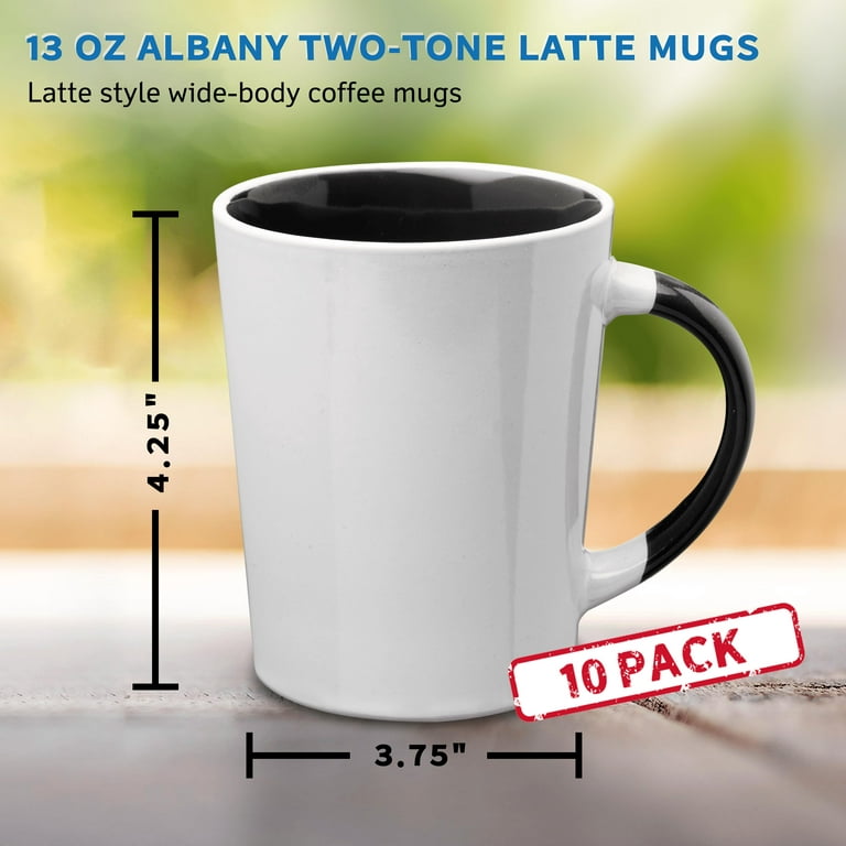 Ceramic Latte Coffee Mugs by Albany 13 oz. Set of 10, Bulk Pack - Perfect  for Coffee, Tea, Espresso, Hot Cocoa, Other Beverages - Black