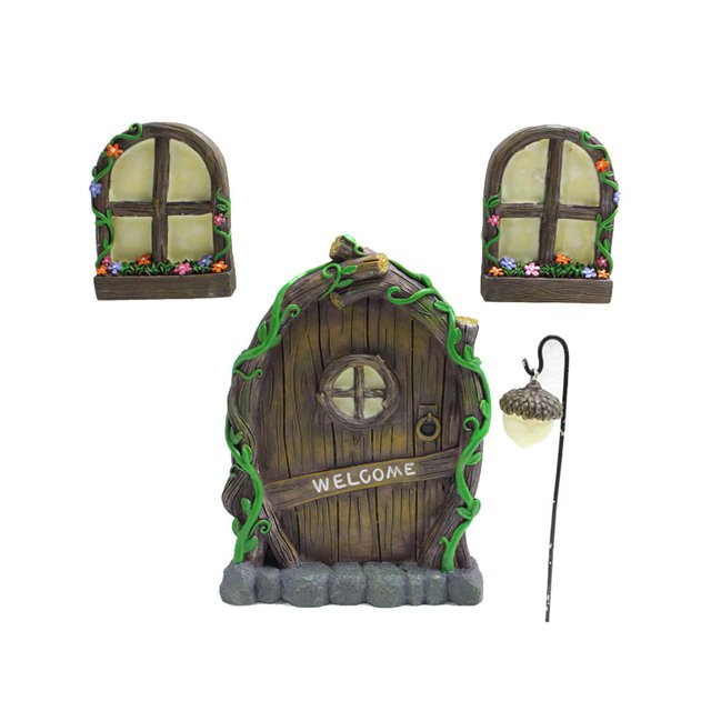 Árbol Cara Decoración Jardín De Hadas 3D Puerta Y Ventana Puerta Misteriosa Escultura