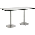 thumbnail image 3 of KFI Studios Mode 3.5' x 8' Bistro Table, Crisp Linen, Silver, 3 of 3