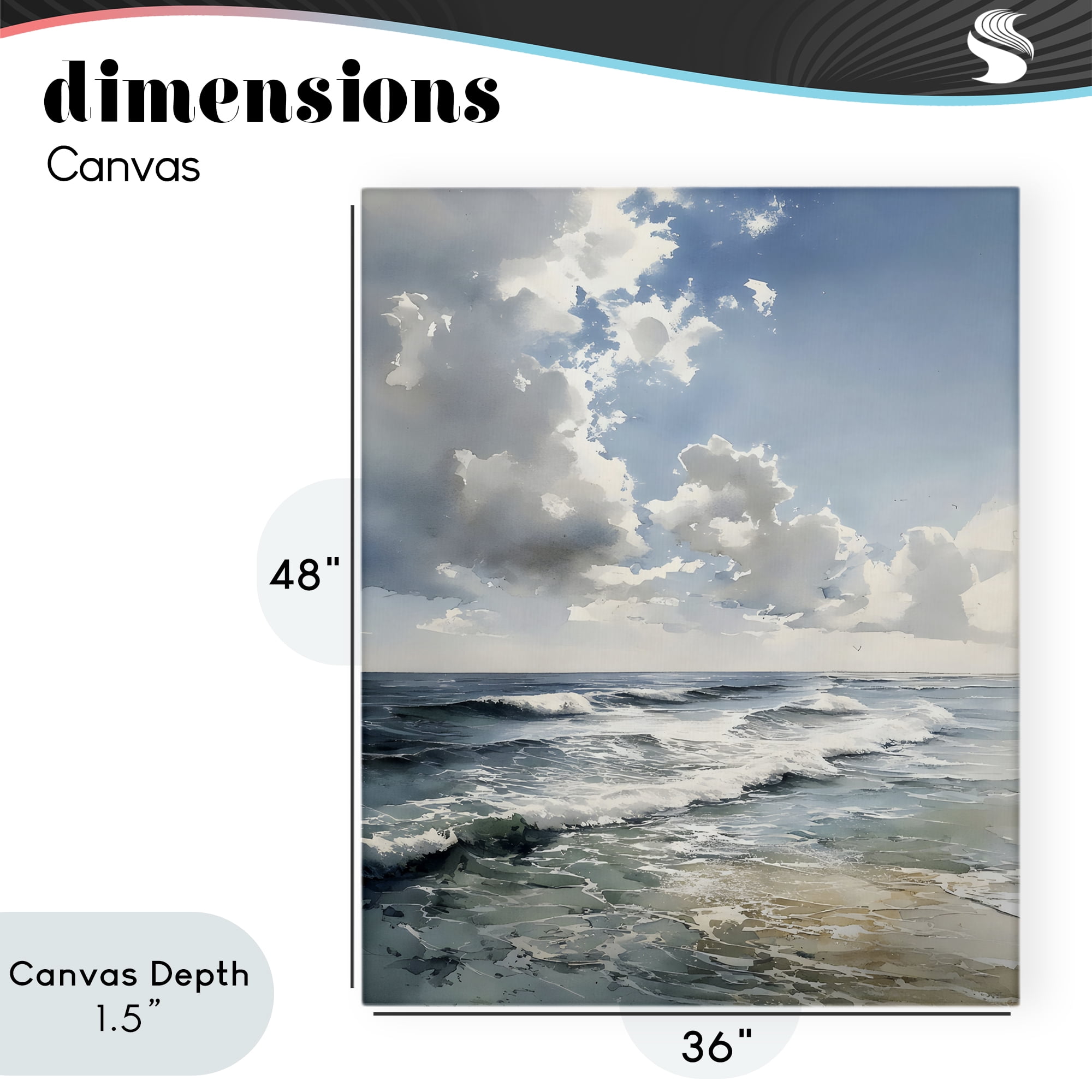 Stupell Industries Soft Waves & Clouds Canvas Wall Art, design by Franklyn Gregory