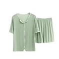 thumbnail image 2 of Hrsba Casual Loose Pajama Set for Women Short Sleeve Top with Pants Summer Soft Breathable Ladies Sleepwear Nightwear Pjs Set, 2 of 4