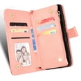 thumbnail image 5 of Case for Samsung Galaxy S21 5G Cover Zipper Magnetic Wallet Card Holder PU Leather Flip Case - Pink, 5 of 5