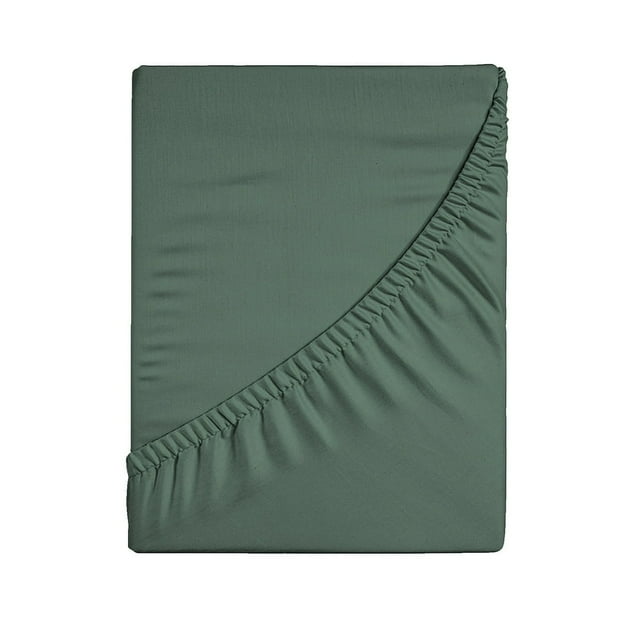 DEBGFS Drap-Housse Grand de Luxe à Poches Profondes Drap-Housse Grand Doux Rafraîchissant Tissage Satin Agrafes Extra Longues Drap-Housse Format Grand Blanc,Vert