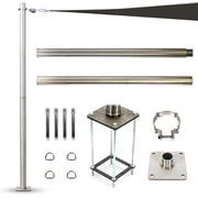 ShadeMart 8ft Tall Stainless Steel Sun Shade Sail Pole & Mounting Height Adjustable - Heavy-Duty Post Kit with Base Plate & Mounting Clamp & Easy Installation for Patio, Backyard, Outdoor, Deck