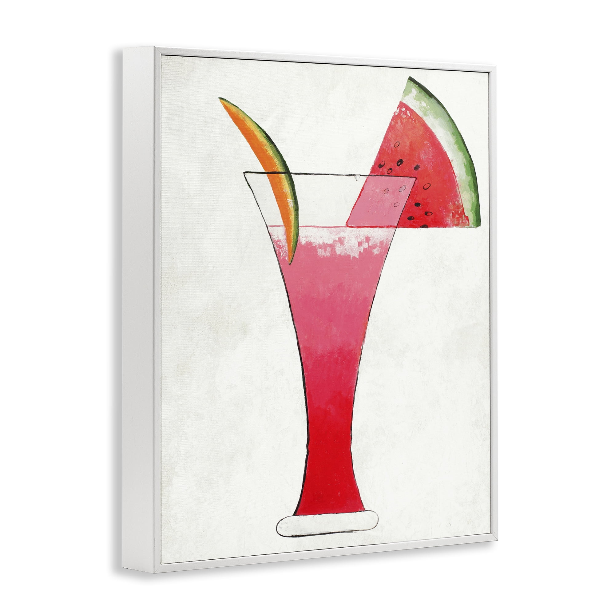 Stupell Industries Summer Cocktail Watermelon Slice White Framed Giclee Art, design by Lorenzo Collective