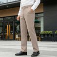 thumbnail image 2 of LMOIPLI Mens Casual Straight Leg Pants Classic Fit Stretch Business Pant Lightweight Solid Color Work Dress Slacks Khaki S, 2 of 9