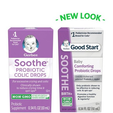 Gerber Soothe Probiotic Supplement Colic Drops, Digestive Health Unisex Infants 0.34 fl. oz. Pack - 1
