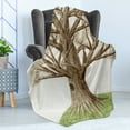thumbnail image 4 of Tree of Life Soft Flannel Fleece Blanket, Hand Drawn Pastoral Single Old Tree with Growing Branches on the Grass Print, Cozy Plush for Indoor and Outdoor Use, 50" x 70", Green Brown, by Ambesonne, 4 of 5